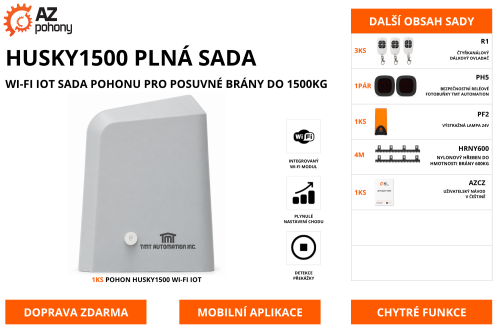 HUSKY1500 PLNÁ SADA - Wi-Fi IoT sada pohonu pro posuvné brány do 1500kg